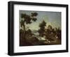 Landscape with Road, Cottages and Man Riding-Giuseppe Zais-Framed Art Print