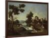 Landscape with Road, Cottages and Man Riding-Giuseppe Zais-Framed Art Print