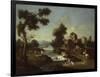 Landscape with Road, Cottages and Man Riding-Giuseppe Zais-Framed Art Print