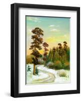 Landscape With Road To Winter Wood-balaikin2009-Framed Art Print