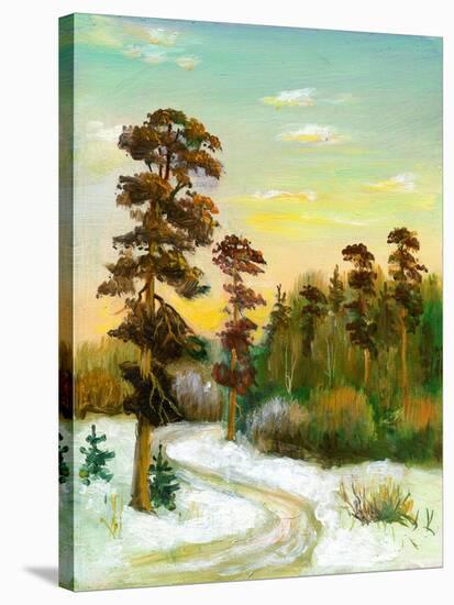 Landscape With Road To Winter Wood-balaikin2009-Stretched Canvas