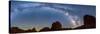 Landscape with rock formations in desert under Milky Way galaxy in sky at night, Kofa Queen Cany...-Panoramic Images-Stretched Canvas