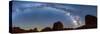 Landscape with rock formations in desert under Milky Way galaxy in sky at night, Kofa Queen Cany...-Panoramic Images-Stretched Canvas