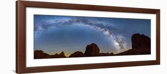 Landscape with rock formations in desert under Milky Way galaxy in sky at night, Kofa Queen Cany...-Panoramic Images-Framed Photographic Print