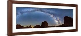 Landscape with rock formations in desert under Milky Way galaxy in sky at night, Kofa Queen Cany...-Panoramic Images-Framed Photographic Print