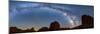 Landscape with rock formations in desert under Milky Way galaxy in sky at night, Kofa Queen Cany...-Panoramic Images-Mounted Photographic Print