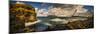 Landscape with rocky coastline and Kalsoy Island, Faroe Islands, Denmark-Panoramic Images-Mounted Photographic Print