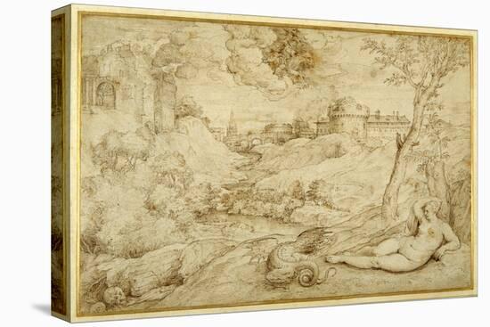 Landscape with Roger and Angelica, from 'Orlando Furioso', X, after Titian-Domenico Campagnola-Stretched Canvas