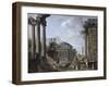 Landscape with Roman Ruins-Giovanni Paolo Pannini-Framed Giclee Print