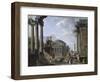 Landscape with Roman Ruins-Giovanni Paolo Pannini-Framed Giclee Print