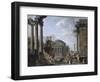 Landscape with Roman Ruins-Giovanni Paolo Pannini-Framed Giclee Print