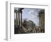 Landscape with Roman Ruins-Giovanni Paolo Pannini-Framed Giclee Print