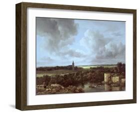 Landscape with Ruined Castle and Church, c.1665-70-Jacob Isaaksz. Or Isaacksz. Van Ruisdael-Framed Giclee Print