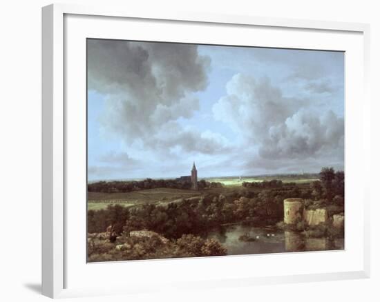 Landscape with Ruined Castle and Church, c.1665-70-Jacob Isaaksz. Or Isaacksz. Van Ruisdael-Framed Giclee Print