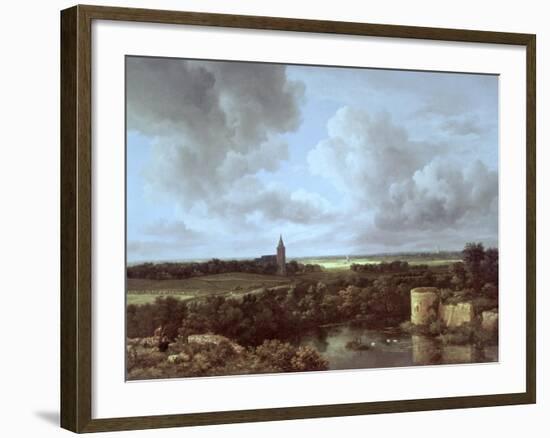 Landscape with Ruined Castle and Church, c.1665-70-Jacob Isaaksz. Or Isaacksz. Van Ruisdael-Framed Giclee Print