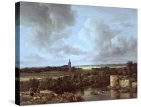 Landscape with Ruined Castle and Church, c.1665-70-Jacob Isaaksz. Or Isaacksz. Van Ruisdael-Stretched Canvas