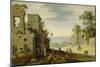 Landscape with Ruins and View of a Town, Ca. 1620-Marten Ryckaert-Mounted Giclee Print