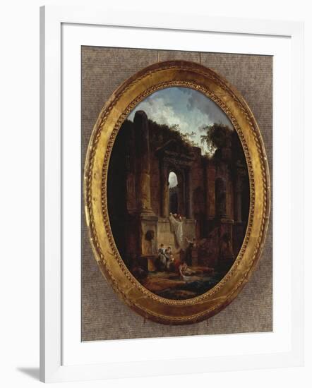 Landscape with Ruins-Hubert Robert-Framed Giclee Print