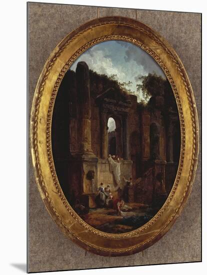 Landscape with Ruins-Hubert Robert-Mounted Giclee Print