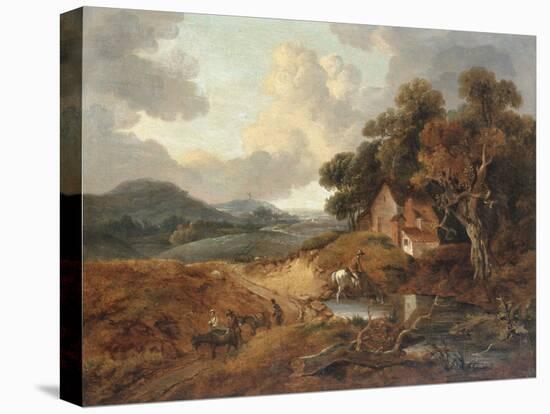 Landscape with Rustics and Donkeys on a Path-Thomas Gainsborough-Stretched Canvas