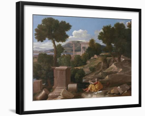 Landscape with Saint John on Patmos, 1640-Nicolas Poussin-Framed Giclee Print