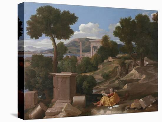 Landscape with Saint John on Patmos, 1640-Nicolas Poussin-Stretched Canvas