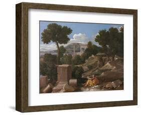 Landscape with Saint John on Patmos, 1640-Nicolas Poussin-Framed Giclee Print