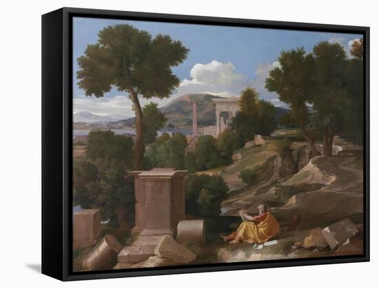 Landscape with Saint John on Patmos, 1640-Nicolas Poussin-Framed Stretched Canvas