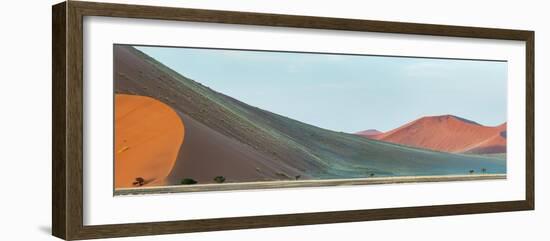 Landscape with sand dunes in desert, Sossusvlei, Namib Desert, Namibia-Panoramic Images-Framed Photographic Print