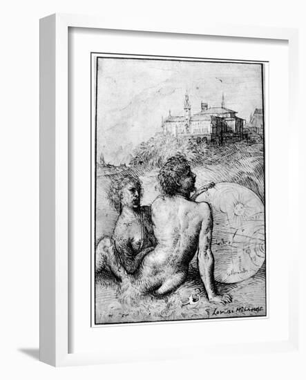 Landscape with Satyrs, C1512-Titian (Tiziano Vecelli)-Framed Giclee Print