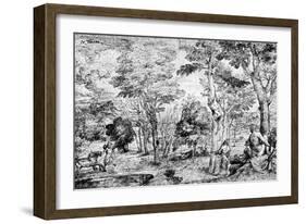 Landscape with Satyrs, C1530-1540-Titian (Tiziano Vecelli)-Framed Giclee Print