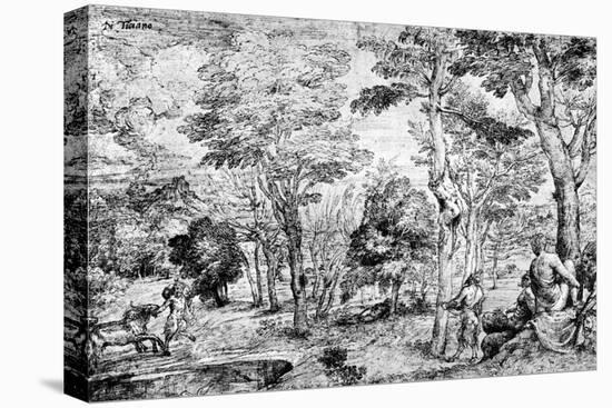 Landscape with Satyrs, C1530-1540-Titian (Tiziano Vecelli)-Stretched Canvas