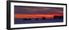 Landscape with sea stacks at sunset, Dyrholaey Peninsula, Iceland-Panoramic Images-Framed Photographic Print