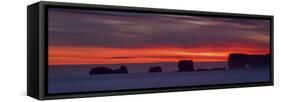 Landscape with sea stacks at sunset, Dyrholaey Peninsula, Iceland-Panoramic Images-Framed Stretched Canvas