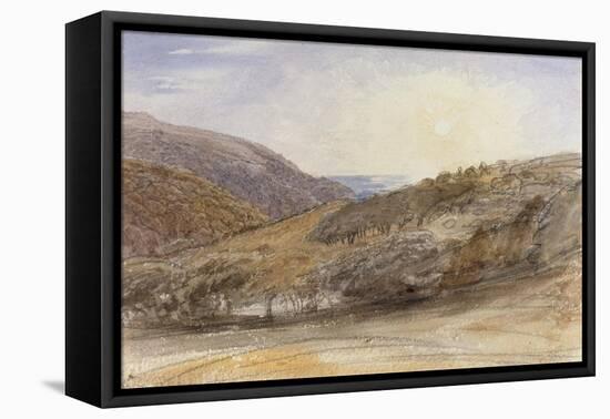 Landscape with Setting Sun, Devon-Samuel Palmer-Framed Stretched Canvas
