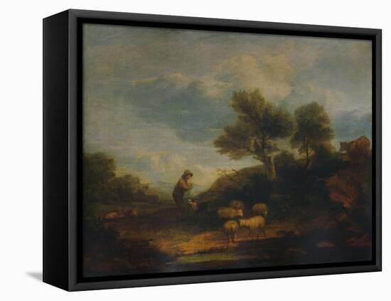 'Landscape with Sheep', 18th century, (1935)-Thomas Gainsborough-Framed Stretched Canvas