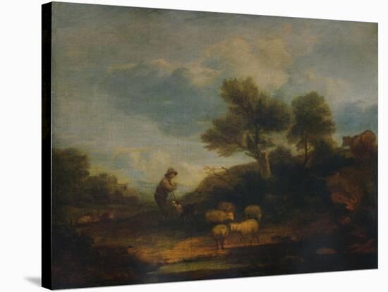 'Landscape with Sheep', 18th century, (1935)-Thomas Gainsborough-Stretched Canvas