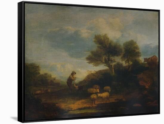 'Landscape with Sheep', 18th century, (1935)-Thomas Gainsborough-Framed Stretched Canvas