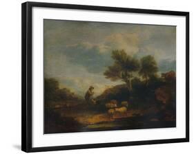 'Landscape with Sheep', 18th century, (1935)-Thomas Gainsborough-Framed Giclee Print