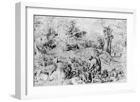 Landscape with Shepherd and Flock, C1520-Titian (Tiziano Vecelli)-Framed Giclee Print