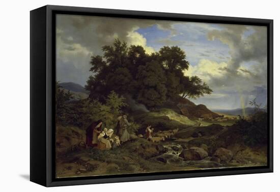 Landscape With Shepherds-Ludwig Richter-Framed Stretched Canvas