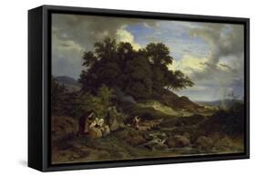 Landscape With Shepherds-Ludwig Richter-Framed Stretched Canvas