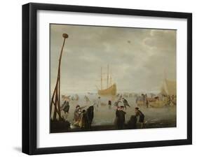 Landscape with Skaters and Sleighs-Barent Avercamp-Framed Giclee Print