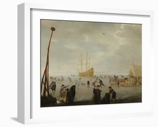 Landscape with Skaters and Sleighs-Barent Avercamp-Framed Giclee Print