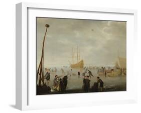 Landscape with Skaters and Sleighs-Barent Avercamp-Framed Giclee Print