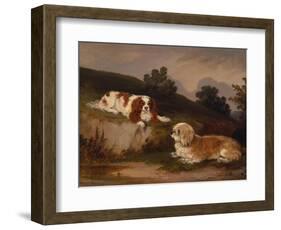 Landscape with Spaniel and Terrier, 1846-William Pascoe-Framed Giclee Print