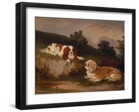 Landscape with Spaniel and Terrier, 1846-William Pascoe-Framed Giclee Print