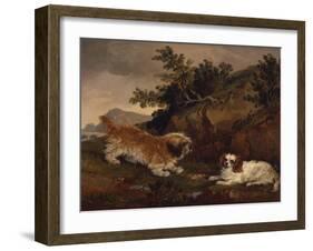 Landscape with Spaniel and Terrier, 1846-William Pascoe-Framed Giclee Print