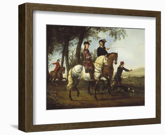 Landscape with Sportsmen Setting Out For the Hunt, c.Early 1650S-Aelbert Cuyp-Framed Giclee Print