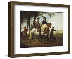 Landscape with Sportsmen Setting Out For the Hunt, c.Early 1650S-Aelbert Cuyp-Framed Giclee Print